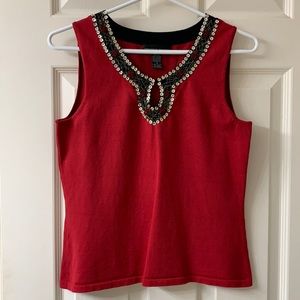 🌷3 for $25🌷Spenser Jeremy, US S, Red & Black Sequined Beaded Sleeveless Top